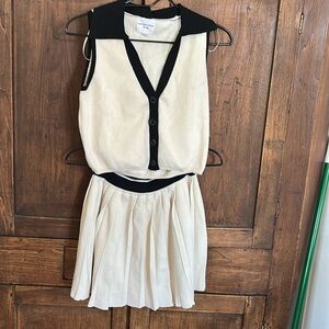 Elegant Cream and Black Skirt Set